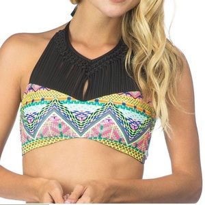 HOBIE DESERT DAZE MACRAME HIGH NECK BIKINI TOP